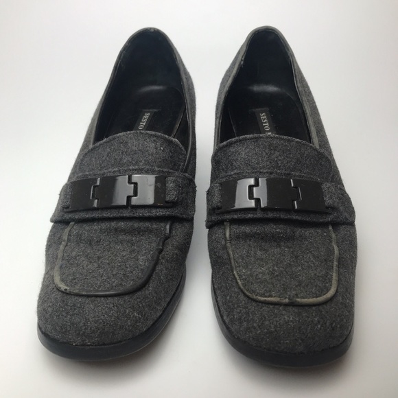 Vintage | Grey Fabric Blocked Heels - Picture 2 of 4